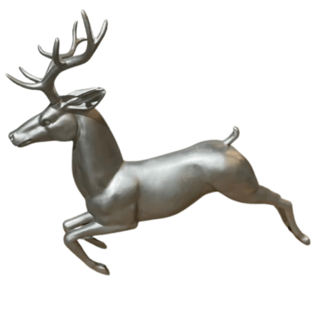 Large Silver Flying Reindeer with Stand