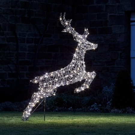 Outdoor light up leaping Stag LED Standing Reindeer - 1.4m